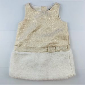 NWT JANIE AND JACK GOLD METALLIC W/ FAUX FUR 6-12M